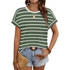 image:imageWIHOLL Womens Tops Short Sleeve Shirts Summer Outfits 2026 Spring Dressy Casual Clothes ClothingArmy Green Stripes