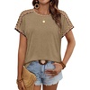 image:imageWIHOLL Womens Tops Short Sleeve Shirts Summer Outfits 2026 Spring Dressy Casual Clothes ClothingBeige