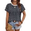 image:imageWIHOLL Womens Tops Short Sleeve Shirts Summer Outfits 2026 Spring Dressy Casual Clothes ClothingBlack Stripes