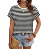 image:imageWIHOLL Womens Tops Short Sleeve Shirts Summer Outfits 2026 Spring Dressy Casual Clothes ClothingBlackGrey Stripes