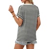 image:imageWIHOLL Womens Tops Short Sleeve Shirts Summer Outfits 2026 Spring Dressy Casual Clothes ClothingBlackGrey Stripes