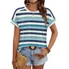 image:imageWIHOLL Womens Tops Short Sleeve Shirts Summer Outfits 2026 Spring Dressy Casual Clothes ClothingBlue Stripes