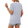 image:imageWIHOLL Womens Tops Short Sleeve Shirts Summer Outfits 2026 Spring Dressy Casual Clothes ClothingBlue Stripes2