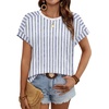 image:imageWIHOLL Womens Tops Short Sleeve Shirts Summer Outfits 2026 Spring Dressy Casual Clothes ClothingBlue Stripes2