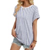 image:imageWIHOLL Womens Tops Short Sleeve Shirts Summer Outfits 2026 Spring Dressy Casual Clothes ClothingBlue Stripes2