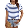 image:imageWIHOLL Womens Tops Short Sleeve Shirts Summer Outfits 2026 Spring Dressy Casual Clothes ClothingBlue Stripes3