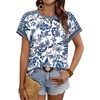 image:imageWIHOLL Womens Tops Short Sleeve Shirts Summer Outfits 2026 Spring Dressy Casual Clothes ClothingBoho Blue