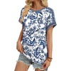 image:imageWIHOLL Womens Tops Short Sleeve Shirts Summer Outfits 2026 Spring Dressy Casual Clothes ClothingBoho Blue