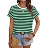 image:imageWIHOLL Womens Tops Short Sleeve Shirts Summer Outfits 2026 Spring Dressy Casual Clothes ClothingGreen Stripes