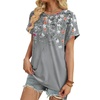 image:imageWIHOLL Womens Tops Short Sleeve Shirts Summer Outfits 2026 Spring Dressy Casual Clothes ClothingGrey Floral