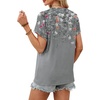 image:imageWIHOLL Womens Tops Short Sleeve Shirts Summer Outfits 2026 Spring Dressy Casual Clothes ClothingGrey Floral