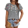 image:imageWIHOLL Womens Tops Short Sleeve Shirts Summer Outfits 2026 Spring Dressy Casual Clothes ClothingGrey Floral