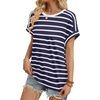 image:imageWIHOLL Womens Tops Short Sleeve Shirts Summer Outfits 2026 Spring Dressy Casual Clothes ClothingNavy Stripes