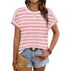 image:imageWIHOLL Womens Tops Short Sleeve Shirts Summer Outfits 2026 Spring Dressy Casual Clothes ClothingPink Stripes
