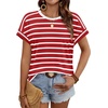 image:imageWIHOLL Womens Tops Short Sleeve Shirts Summer Outfits 2026 Spring Dressy Casual Clothes ClothingRed Stripes
