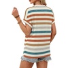 image:imageWIHOLL Womens Tops Short Sleeve Shirts Summer Outfits 2026 Spring Dressy Casual Clothes ClothingStripes Orange
