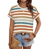 image:imageWIHOLL Womens Tops Short Sleeve Shirts Summer Outfits 2026 Spring Dressy Casual Clothes ClothingStripes Orange