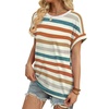 image:imageWIHOLL Womens Tops Short Sleeve Shirts Summer Outfits 2026 Spring Dressy Casual Clothes ClothingStripes Orange