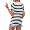 image:imageWIHOLL Womens Tops Short Sleeve Shirts Summer Outfits 2026 Spring Dressy Casual Clothes ClothingWhite Stripes