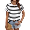 image:imageWIHOLL Womens Tops Short Sleeve Shirts Summer Outfits 2026 Spring Dressy Casual Clothes ClothingWhite Stripes