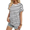 image:imageWIHOLL Womens Tops Short Sleeve Shirts Summer Outfits 2026 Spring Dressy Casual Clothes ClothingWhite Stripes