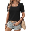 image:imageWIHOLL Womens Tops Summer Short Sleeve Shirts Square Neck Spring Outfits 2026 Fashion Clothing BlousesBlack