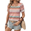 image:imageWIHOLL Womens Tops Summer Short Sleeve Shirts Square Neck Spring Outfits 2026 Fashion Clothing BlousesBoho Stripes