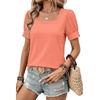 image:imageWIHOLL Womens Tops Summer Short Sleeve Shirts Square Neck Spring Outfits 2026 Fashion Clothing BlousesCoral