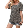 image:imageWIHOLL Womens Tops Summer Short Sleeve Shirts Square Neck Spring Outfits 2026 Fashion Clothing BlousesFloral Black