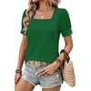 image:imageWIHOLL Womens Tops Summer Short Sleeve Shirts Square Neck Spring Outfits 2026 Fashion Clothing BlousesGreen