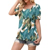 image:imageWIHOLL Womens Tops Summer Short Sleeve Shirts Square Neck Spring Outfits 2026 Fashion Clothing BlousesPalm Leaves