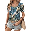 image:imageWIHOLL Womens Tops Summer Short Sleeve Shirts Square Neck Spring Outfits 2026 Fashion Clothing BlousesPalm Leaves