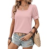 image:imageWIHOLL Womens Tops Summer Short Sleeve Shirts Square Neck Spring Outfits 2026 Fashion Clothing BlousesPink Stripes