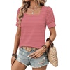 image:imageWIHOLL Womens Tops Summer Short Sleeve Shirts Square Neck Spring Outfits 2026 Fashion Clothing BlousesRed Stripes
