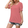 image:imageWIHOLL Womens Tops Summer Short Sleeve Shirts Square Neck Spring Outfits 2026 Fashion Clothing BlousesRed Stripes