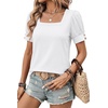 image:imageWIHOLL Womens Tops Summer Short Sleeve Shirts Square Neck Spring Outfits 2026 Fashion Clothing BlousesWhite