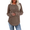 image:imageWIHOLL Womens Waffle Knit Tunic Tops Fall Long Sleeve Shirts Curved HemAcoffee
