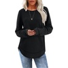 image:imageWIHOLL Womens Waffle Knit Tunic Tops Fall Long Sleeve Shirts Curved HemBlack