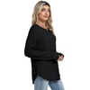 image:imageWIHOLL Womens Waffle Knit Tunic Tops Fall Long Sleeve Shirts Curved HemBlack
