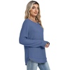 image:imageWIHOLL Womens Waffle Knit Tunic Tops Fall Long Sleeve Shirts Curved HemBlue