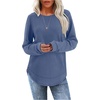 image:imageWIHOLL Womens Waffle Knit Tunic Tops Fall Long Sleeve Shirts Curved HemBlue
