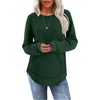 image:imageWIHOLL Womens Waffle Knit Tunic Tops Fall Long Sleeve Shirts Curved HemGreen