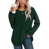 image:imageWIHOLL Womens Waffle Knit Tunic Tops Fall Long Sleeve Shirts Curved HemGreen