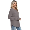 image:imageWIHOLL Womens Waffle Knit Tunic Tops Fall Long Sleeve Shirts Curved HemGrey