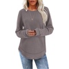 image:imageWIHOLL Womens Waffle Knit Tunic Tops Fall Long Sleeve Shirts Curved HemGrey