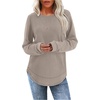 image:imageWIHOLL Womens Waffle Knit Tunic Tops Fall Long Sleeve Shirts Curved HemKhaki