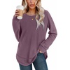 image:imageWIHOLL Womens Waffle Knit Tunic Tops Fall Long Sleeve Shirts Curved HemLotus Purple