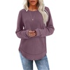 image:imageWIHOLL Womens Waffle Knit Tunic Tops Fall Long Sleeve Shirts Curved HemLotus Purple