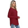 image:imageWIHOLL Womens Waffle Knit Tunic Tops Fall Long Sleeve Shirts Curved HemRed