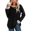 image:imageWIHOLL Womens Waffle Knit Tunic Tops Fall Long Sleeve Shirts Curved HemZablackgrey
